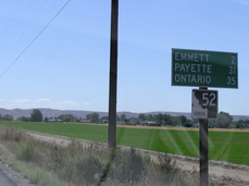 [Road Sign. Ontario is just over the Oregon border.]