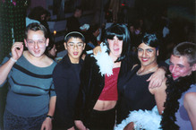 [Derek, Phuong, Jason, Amir and Alex in drag]